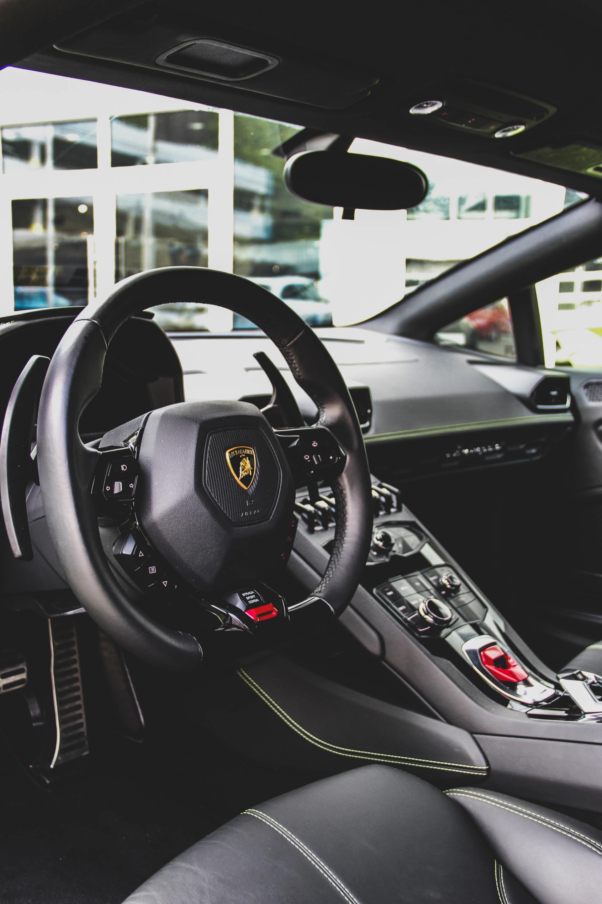 black leather Lamborghini interior