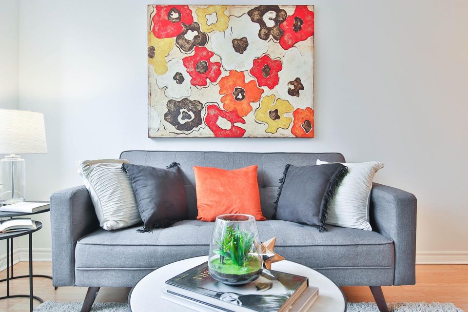 Add artwork in your living room to make a statement.