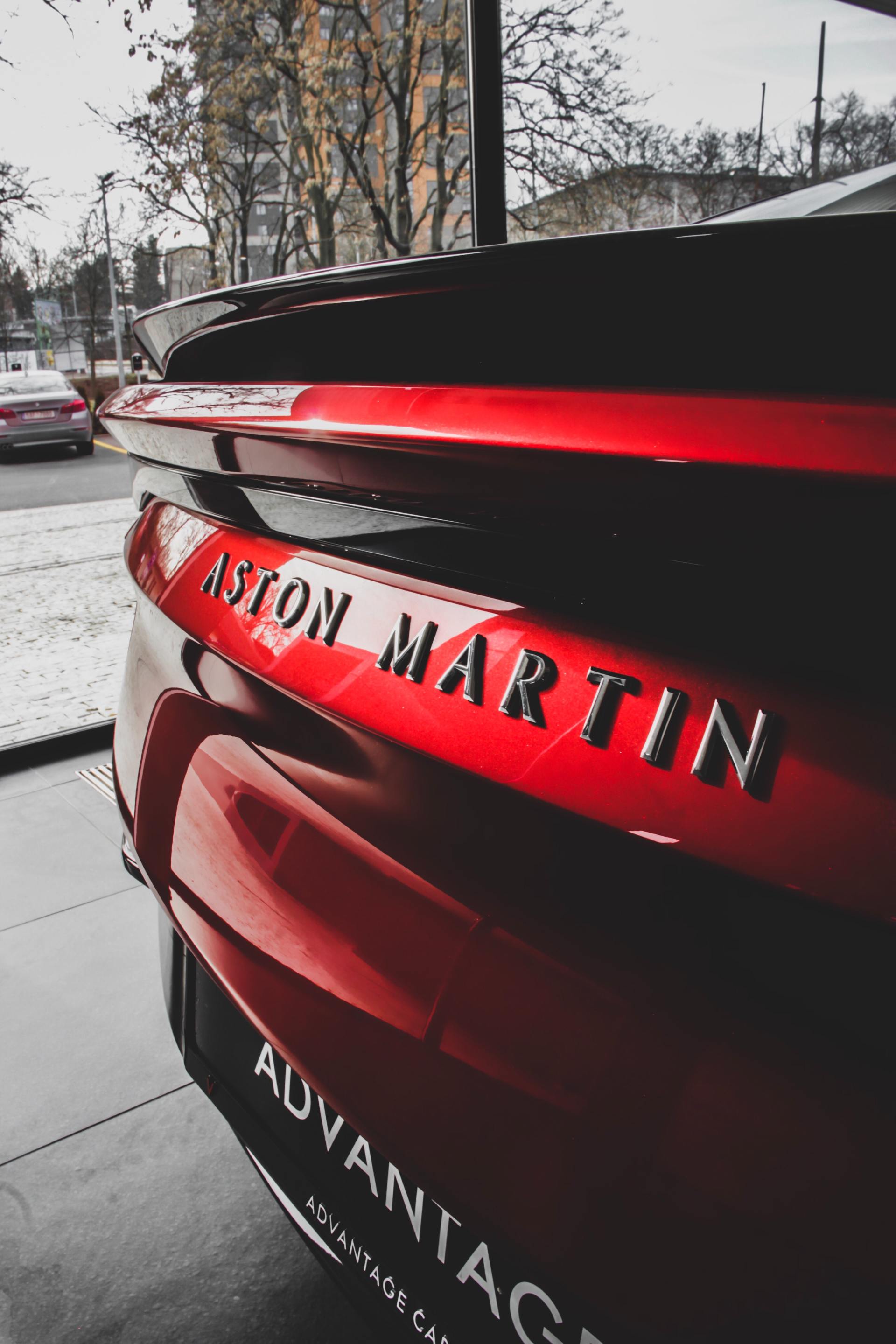 red Aston Martin rear end close up