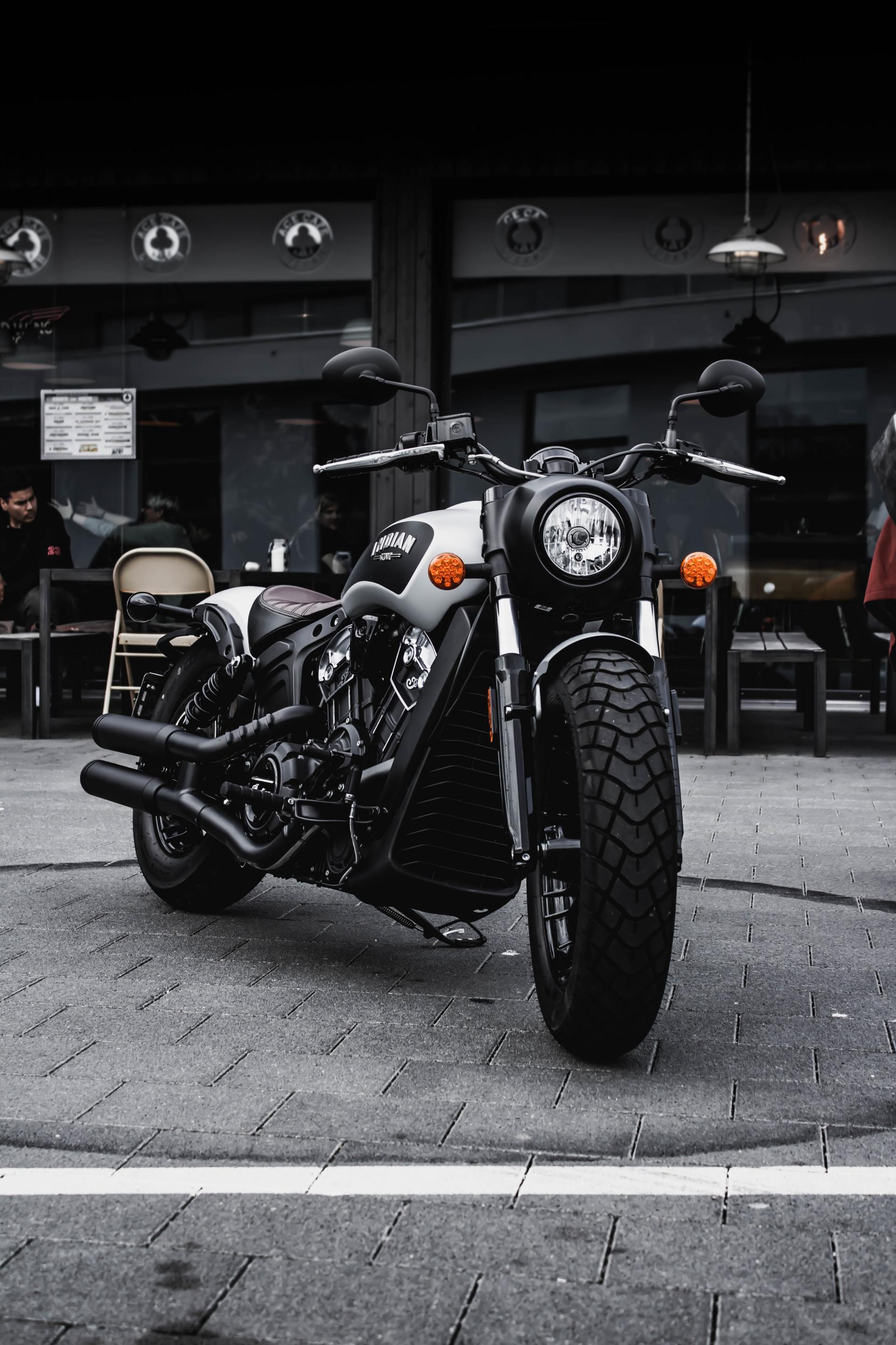 Silver and black indain motorcycle