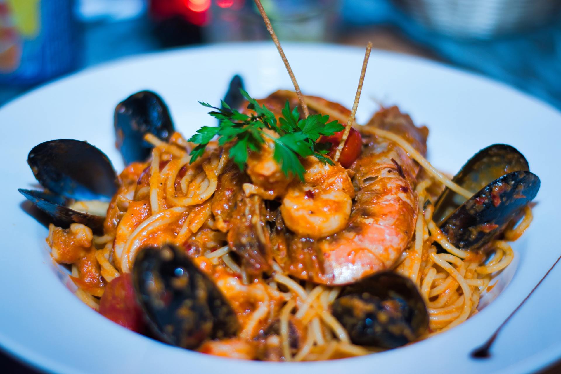 spaghetti cozze e gamberoni