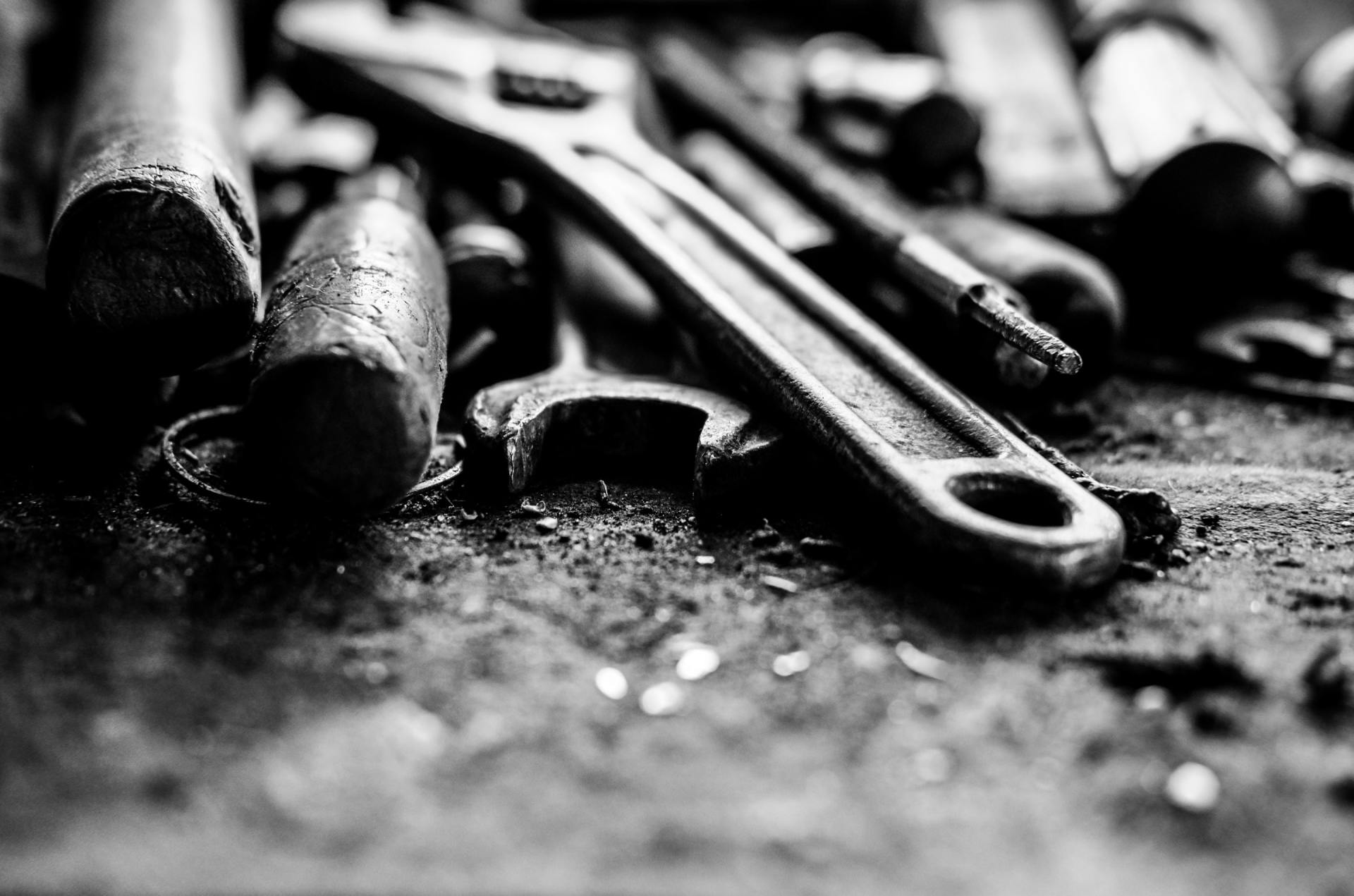 black and white pictures of wrenches and tools