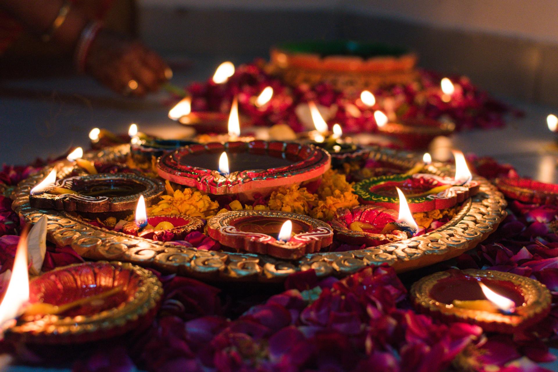 Candles lit for Diwali
