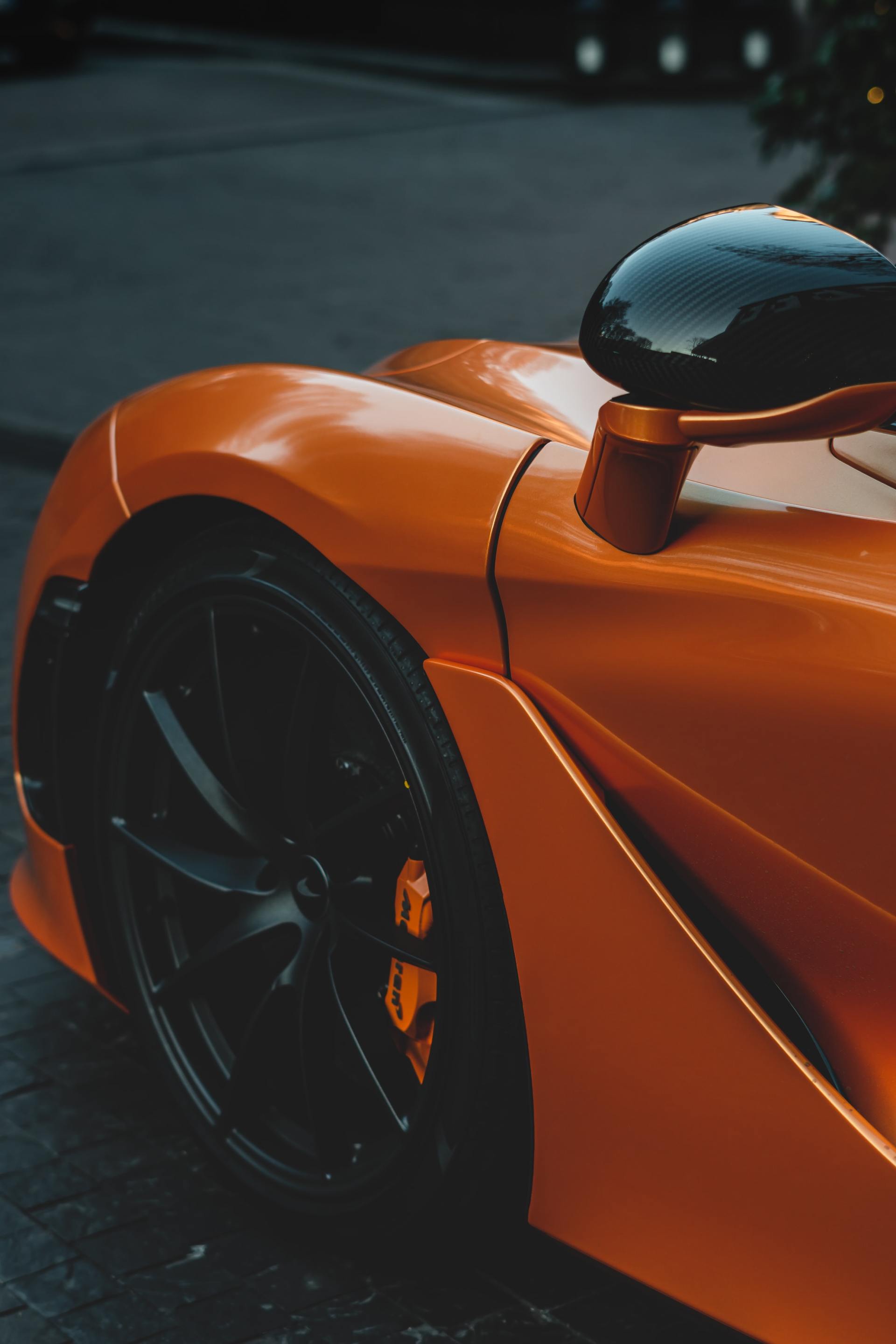 orange McLaren P1 front close up