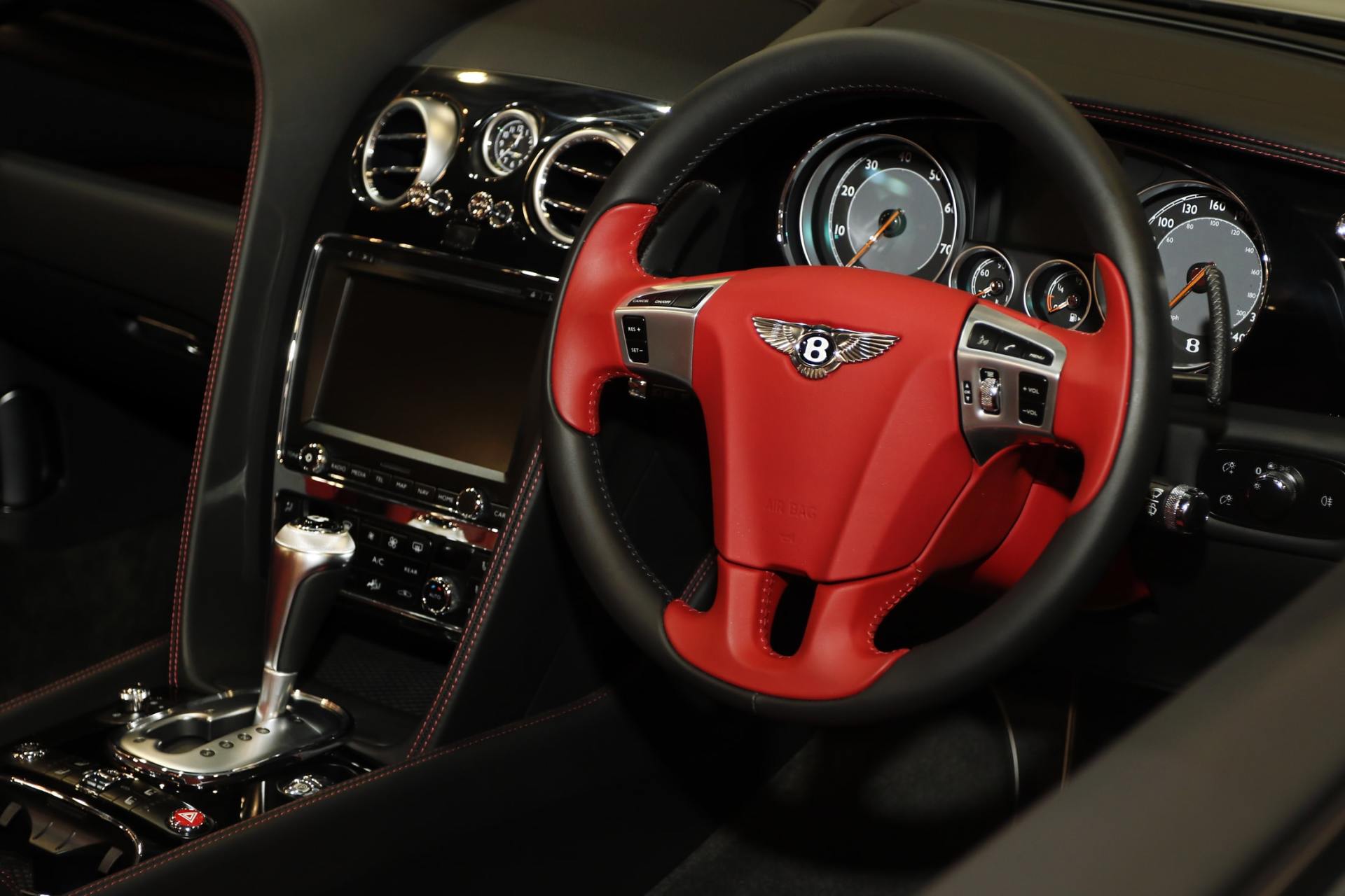 red and black leather Bentley interior