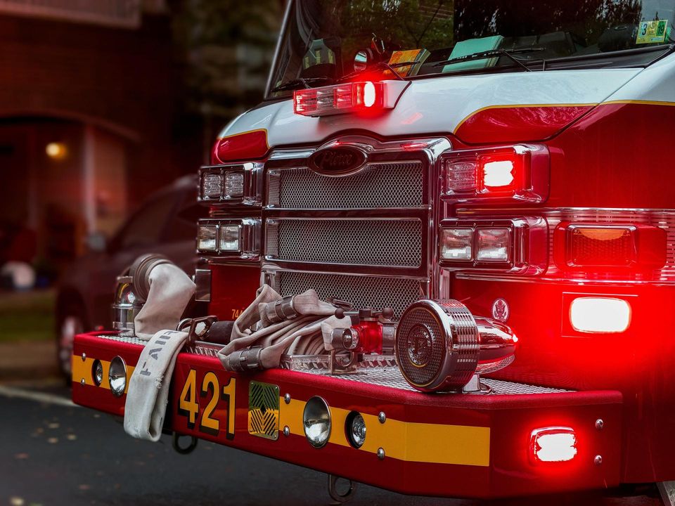 Stock photo of a fire truck at an accident scene.