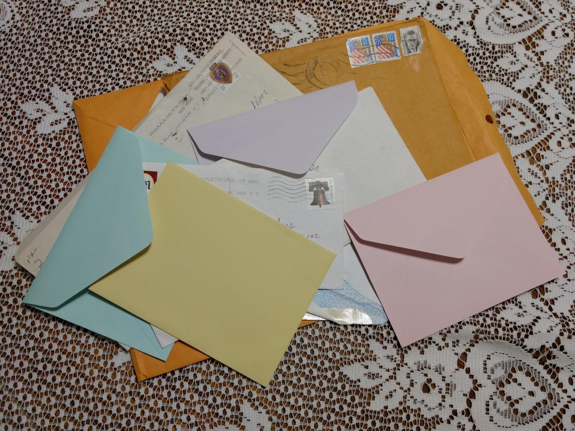 multi colored envelopes