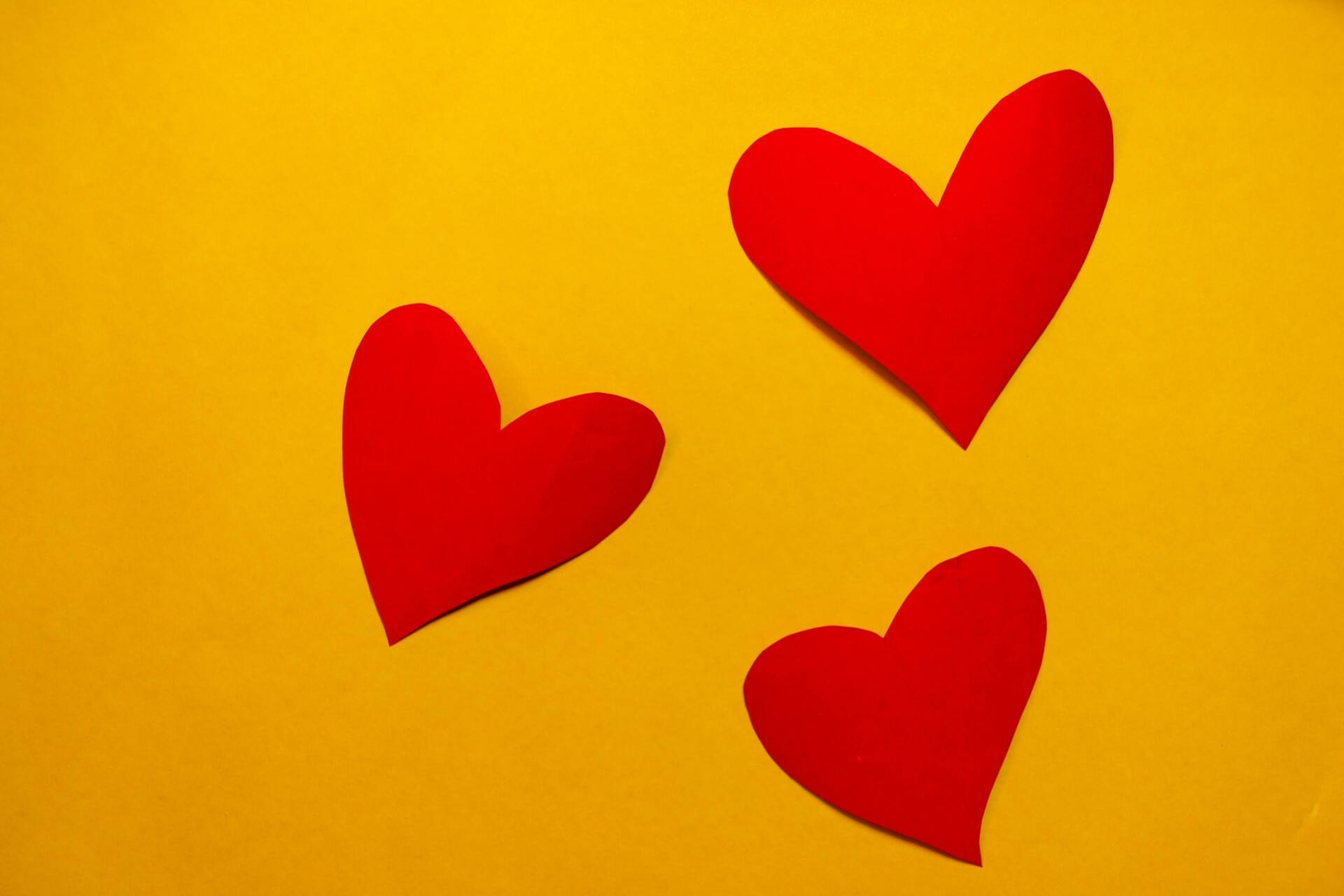 three red hearts remind us how we need to love our life