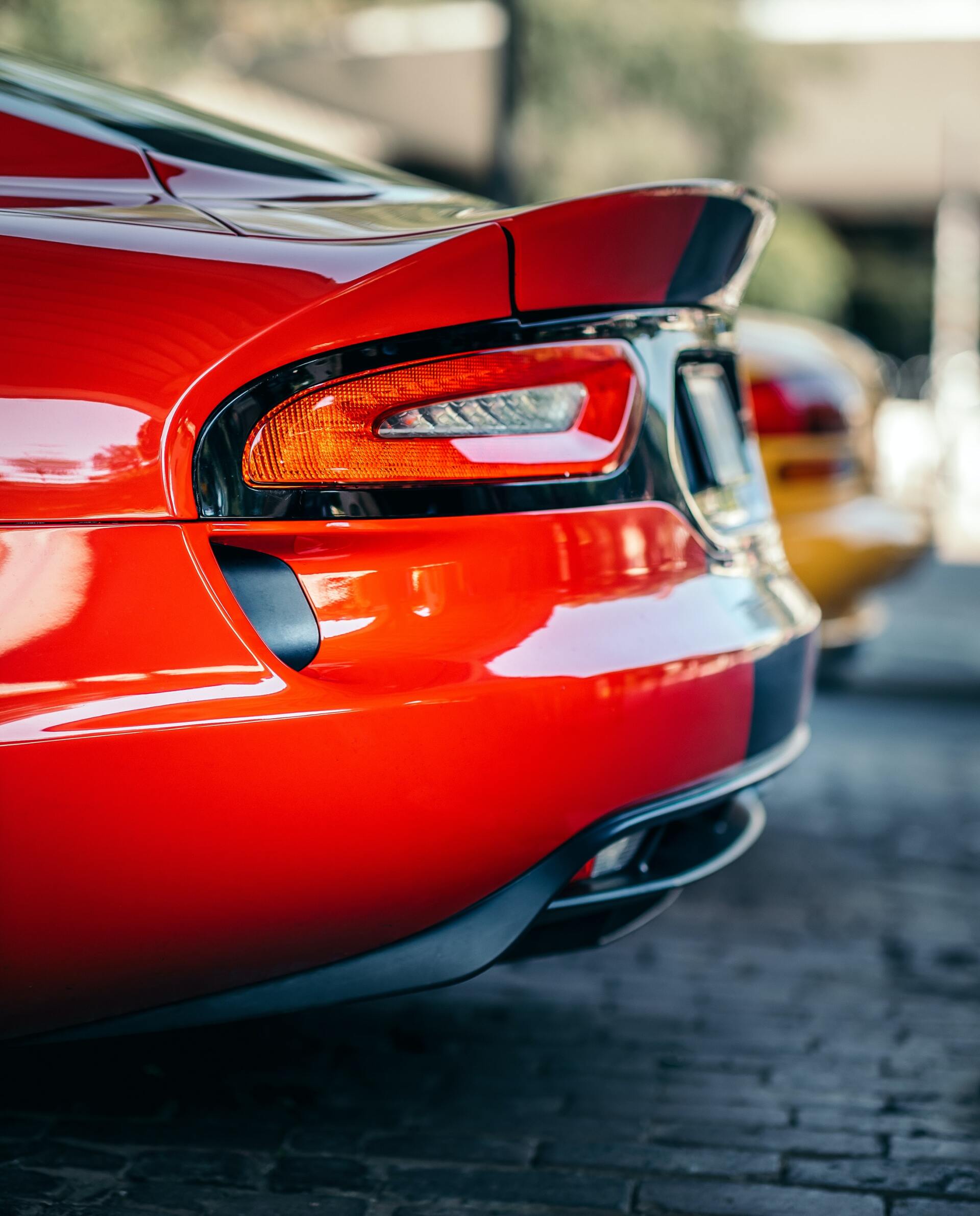 red sports car rear end close up