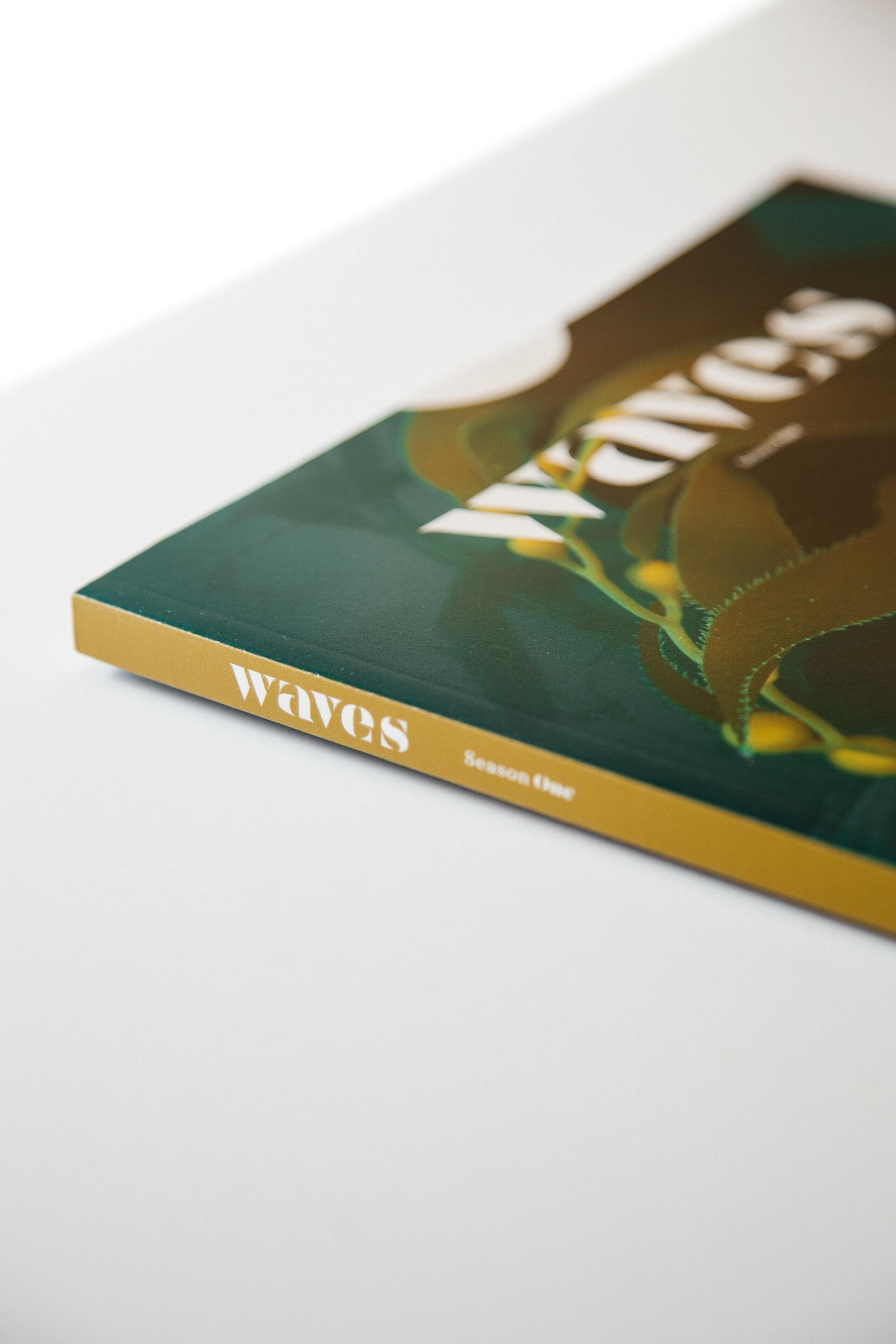 Eine Nahaufnahme eines Buches mit dem Titel „Wellen“ auf einem Tisch