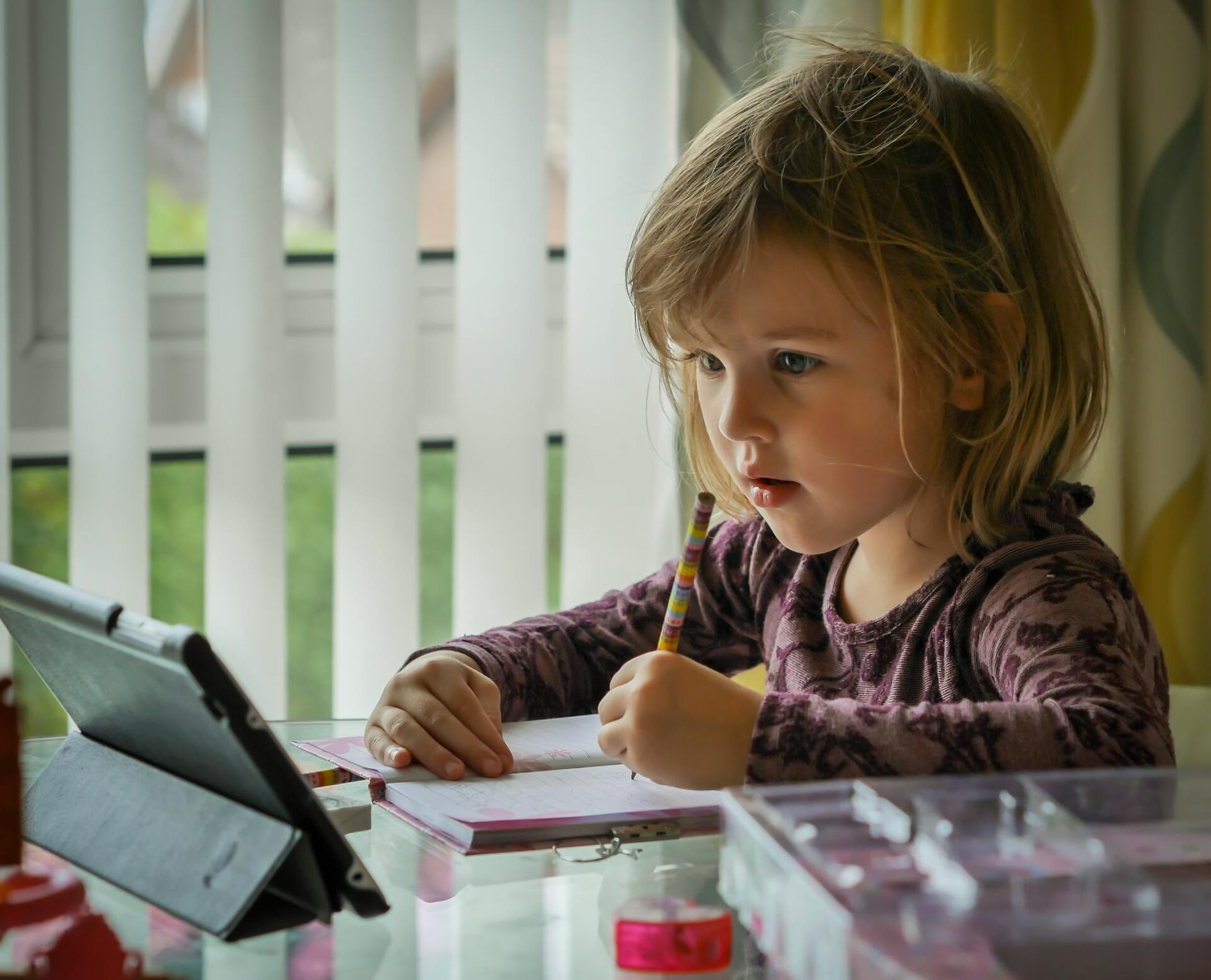 Young Child Participating in Remote Learning Session