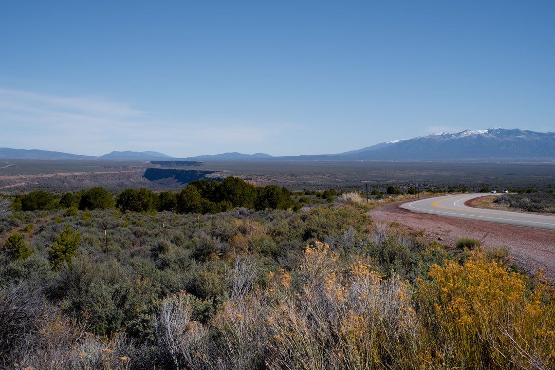 high desert landscape with blue mountains