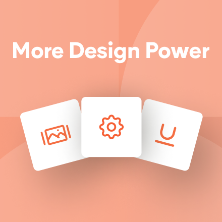Three squares with icons on them and the words `` more design power ''.