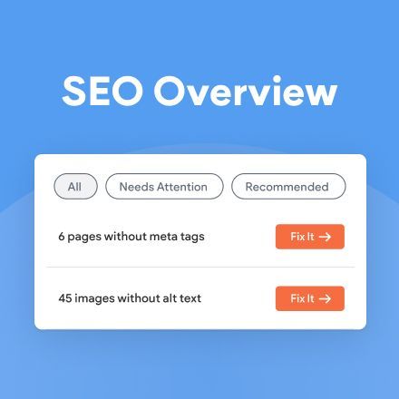 A blue background with the words seo overview on it.
