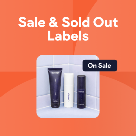 a picture of three bottles with the words sale and sold out labels on the bottom