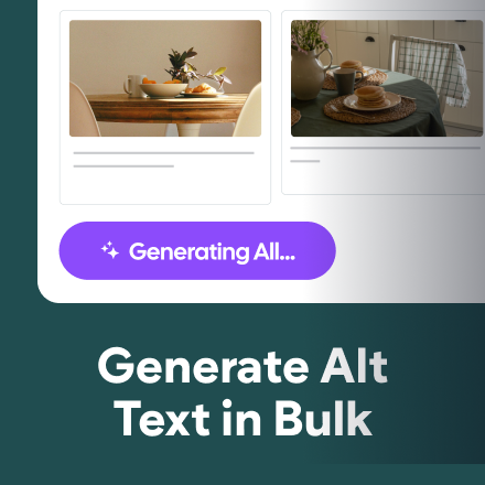 A screenshot of a website that says generate alt text in bulk