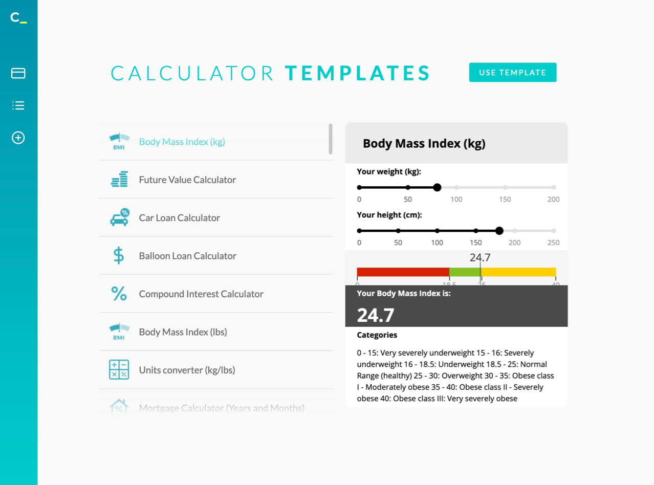 Calconic provides many premade templates to choose from.