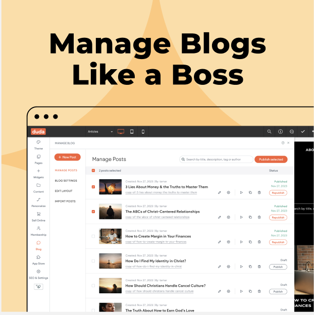 a computer screen that says manage blogs like a boss