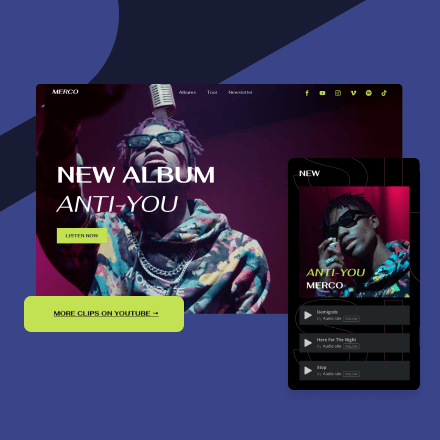 New music artist template by Duda