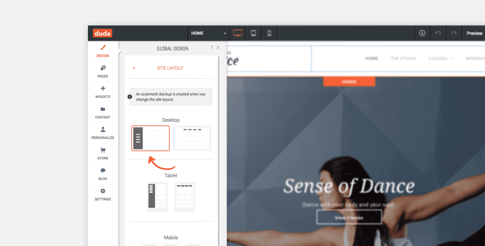 New Sidebar Layout for Desktop Sites