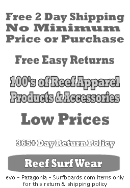 Reef free shipping and 365 day 100% returns.